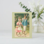 イースターのウサギの恋人のヴィンテージ シーズンポストカード (スタンド正面)