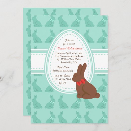 イースターのウサギの招待状 招待状 (正面/裏面)