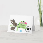 イースターのウサギの挨拶(ホイールバローに卵がいっぱい) カード (正面)
