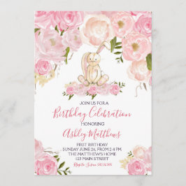 イースターのウサギの最初誕生日、バニー 招待状