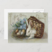 イースターのウサギの着色された絵を描かれた卵のバスケットは私を忘れます シーズンポストカード (正面/裏面)