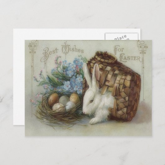イースターのウサギの着色された絵を描かれた卵のバスケットは私を忘れます シーズンポストカード (正面/裏面)