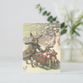 イースターのウサギの着色された色彩の鮮やかな卵のそりの雪 シーズンポストカード (スタンド正面)