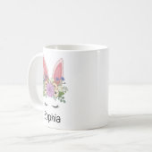イースターのウサギの耳のカスタムネーム入りコーヒー コーヒーマグカップ (正面左)