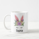 イースターのウサギの耳のカスタムネーム入りコーヒー コーヒーマグカップ (左)