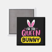 イースターのウサギの耳の卵のクイーン Funny Easter D マグネット (正面/裏面)