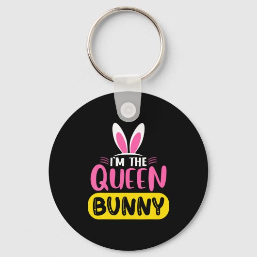 イースターのウサギの耳の卵 クイーン・バニー Funny Easter D キーホルダー (正面)