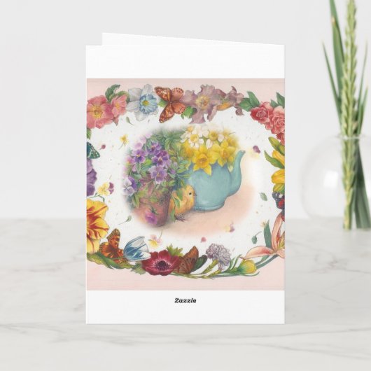 イースターのウサギの英国のコテージの春 シーズンカード (裏面)