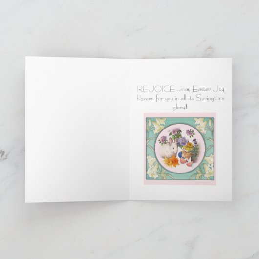 イースターのウサギの英国のコテージの春 シーズンカード (内部)