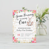 イースターのウサギの誕生日の花柄の招待状 招待状 (スタンド正面)