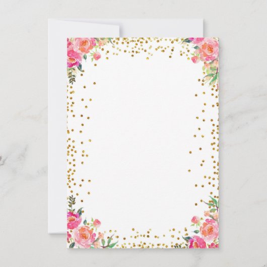 イースターのウサギの誕生日の花柄の招待状 招待状 (裏面)