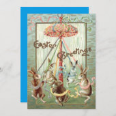 イースターのウサギのMaypoleのダンスのリボン シーズンカード (正面/裏面)