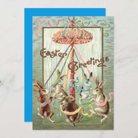 イースターのウサギのMaypoleのダンスのリボン シーズンカード (正面/裏面)