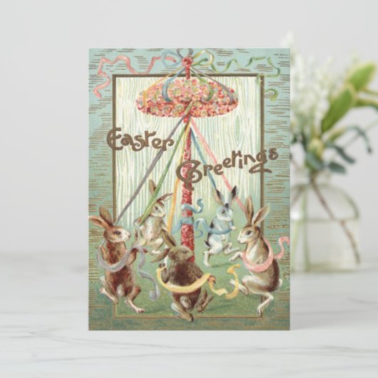 イースターのウサギのMaypoleのダンスのリボン シーズンカード (スタンド正面)