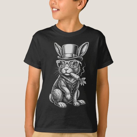 イースターのウサギはタバコのようなニンジン Funny Easter Tシャツ (正面)