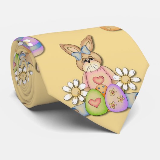 イースターのウサギは膚触りがよいメンズの首のタイに卵を投げつけます ネクタイ (ロール)