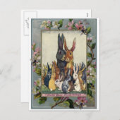 イースターのウサギ家族のポートレート シーズンポストカード (正面/裏面)