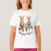 イースターのウサギ家族の卵探し  Tシャツ (正面)