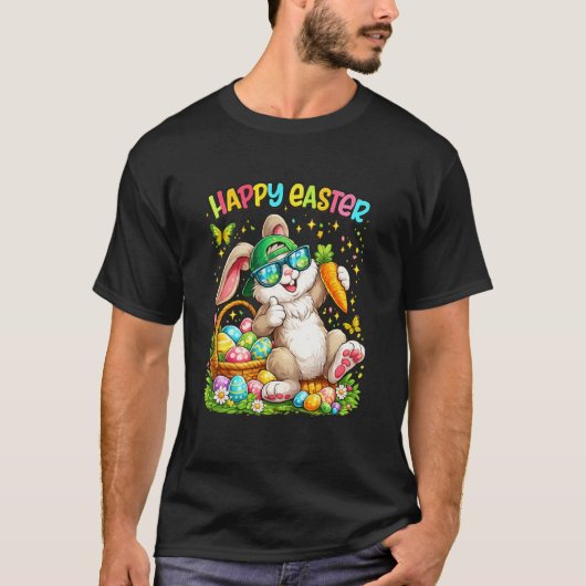 イースターのウサギ ウサギ たまご 面白い 幸せなイースター Tシャツ (正面)