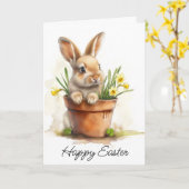 イースターのウサギ カード (黄色い花)