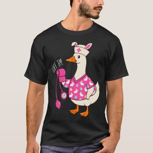 イースターのガチョウの看護師のカフス 笑 Tシャツ (正面)