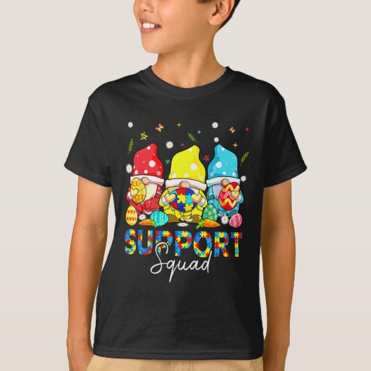 イースターのガノムたち 自閉症認知向上シャツ サポート班 Tシャツ (正面)