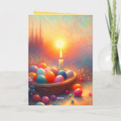 イースターのキャンドルバスケット 折りたたみ ホリデーカード (裏面)