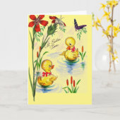 イースターのグリーティングカード イースターの子鳥付き カード (黄色い花)