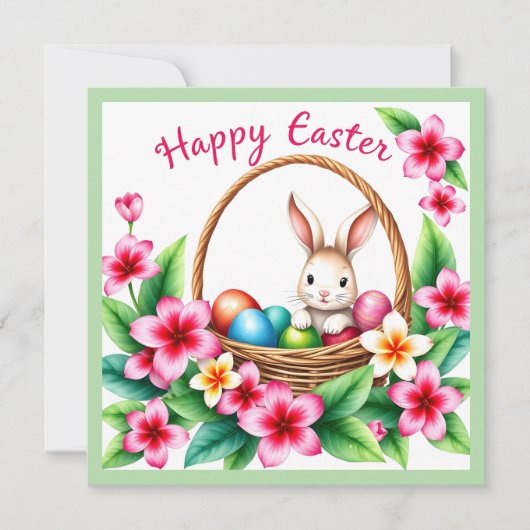 イースターのグリーティング熱帯バニーと卵 シーズンカード (正面)