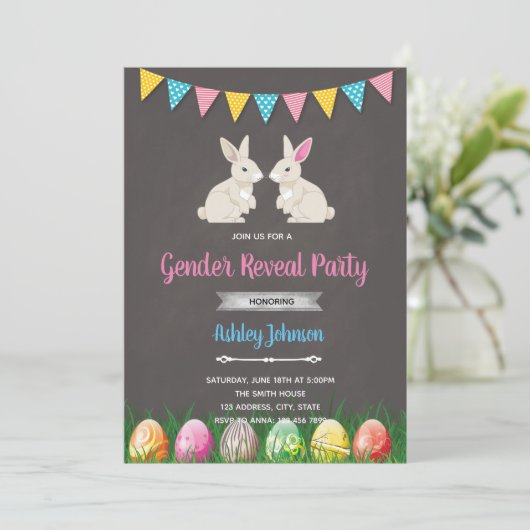 イースターのジェンダーリビールの招待カード 招待状 (スタンド正面)