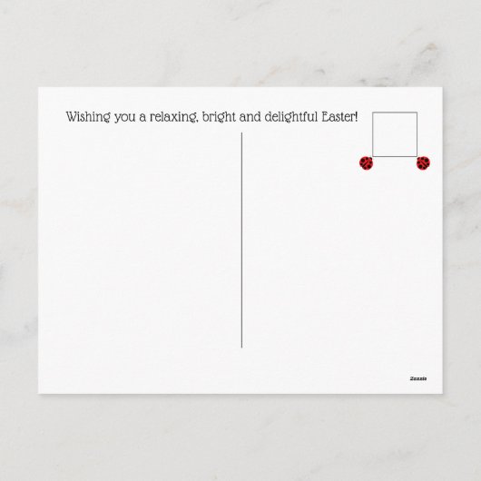 イースターのスローとウサギの耳と卵 楽しいイースター シーズンポストカード (裏面)