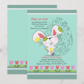 イースターのチューリップの境界の招待状 招待状 (正面/裏面)