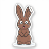 イースターのチョコレートウサギ被害者の耳がかまれた面白いステッカー シール (正面)