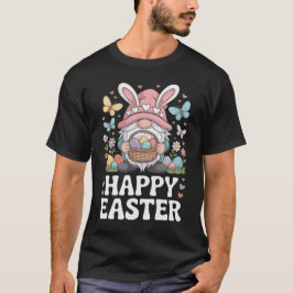 イースターのノームのキャラクターとエッグバスケットの春 Tシャツ