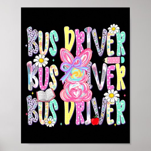 イースターのバス運転手 かわいい カラフル 春のTシャツ ポスター (正面)