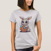 イースターのバニーエッグバスケットTシャツ レディース Tシャツ (正面)