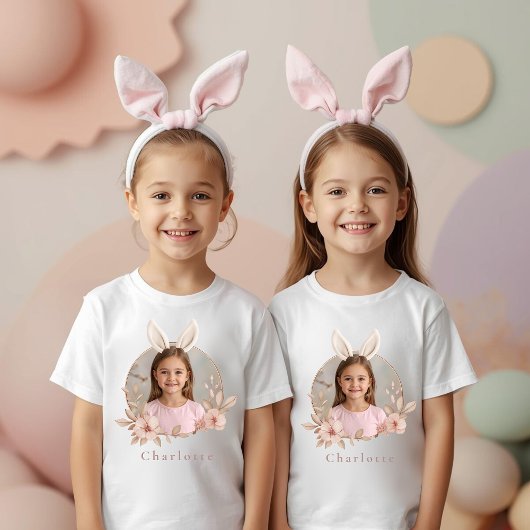 イースターのバニー写真 キッズTシャツ 名入れ Tシャツ
