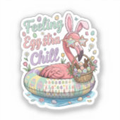 イースターのフラミンゴがエッグストラチルで可愛い シール (正面)