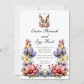イースターのブランチと卵の狩り 花のデザイン 招待状 (正面)