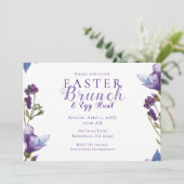イースターのブランチ 春の花 紫 花のモダンなデザイン 招待状 (スタンド正面)