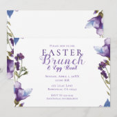 イースターのブランチ 春の花 紫 花のモダンなデザイン 招待状 (正面/裏面)