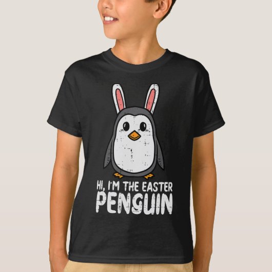 イースターのペンギンだよ かわいいウサギの耳 男女兼用 大人用 Tシャツ (正面)