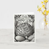 イースターのモチーフとイースターエッグの漫画 97330 カード (黄色い花)