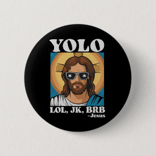 イースターのユーモア YOLO LOL JK BRB イエス様 缶バッジ