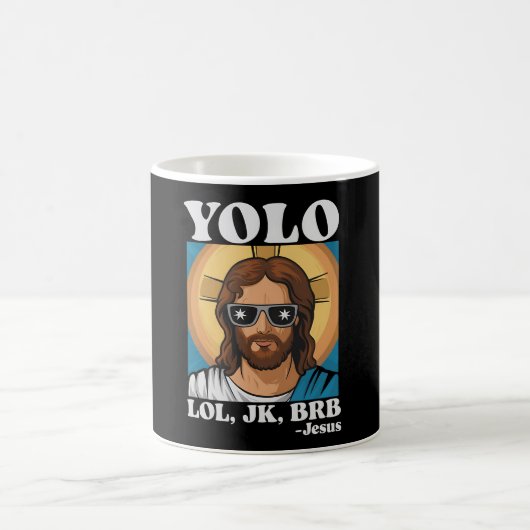 イースターのユーモア YOLO LOL JK BRB イエス様 面白い コーヒーマグカップ (中央)