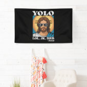 イースターのユーモア YOLO LOL JK BRB イエス様 面白い 横断幕 (インサイチュ)