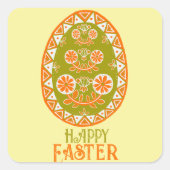 イースターの伝統色彩の鮮やかフォーク卵オレンジ黄色 スクエアシール (正面)