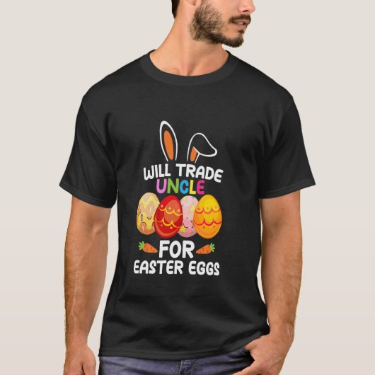 イースターの卵とおじさんを交換します 面白いイースターのお祝い Tシャツ (正面)