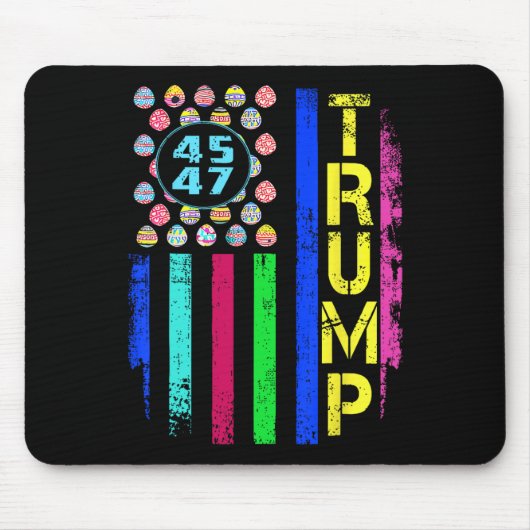 イースターの卵とアメリカ国旗 ジョーク トランプ 45 47 マウスパッド (正面)