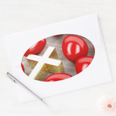 イースターの卵とクロス付きの装飾 楕円形シール (封筒)